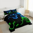 thumbnail image 3 of Castle Fairy Children Teens Adults Abstract Gradient Honeycomb Bedding Comforter Set 2pcs,Geometric Ombre Hexagon Twin Comforter Sets Microfiber,Neon Lights Breathable Bedding Set, 3 of 8