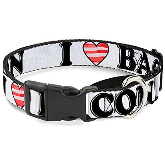 buckle-down mgc-w30952-l i "heart" bacon white black bacon martingale dog collar