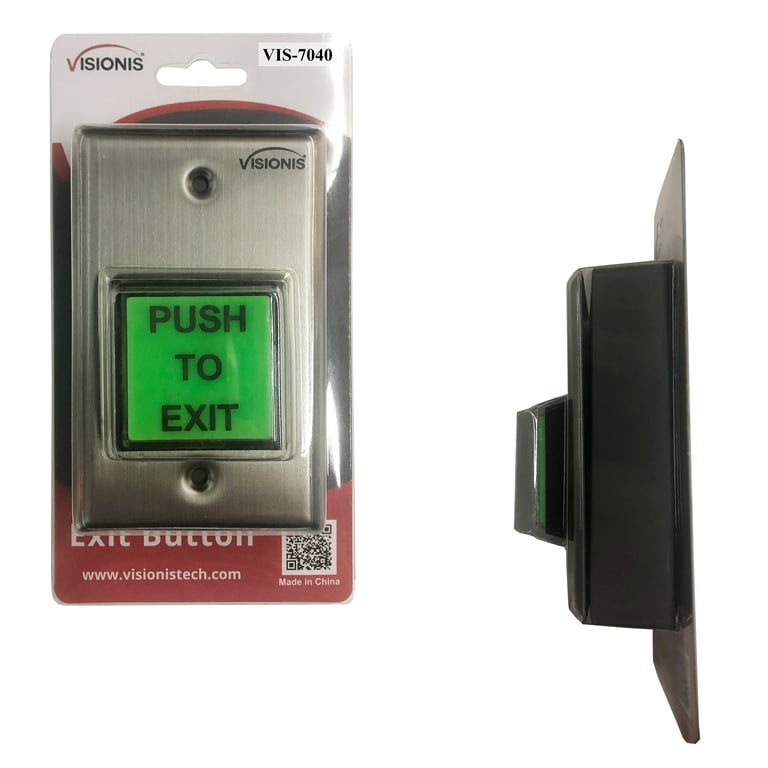 Green Square Push to Exit button for Door Access Control - Visionis