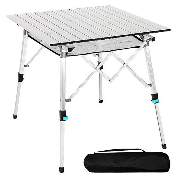Zzbiqs Roll Top Camping Table with Aluminum Legs , Portable Folding