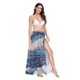 thumbnail image 2 of FORMRS Womens Long Sarong Beach Wrap Semi-Sheer Bikini Skirt Bathing Swimsuit Cover Up, Rolling Waves, 2 of 7