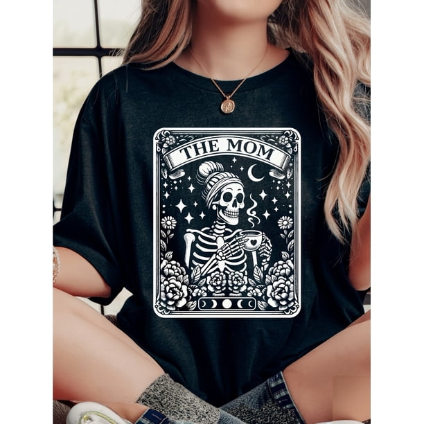 Halloween T-shirt Mom Tarot T-Shirt, Skull Mom T-Shirt, Witch Vibrating Celestial Mom T-Shirt, Mother's Day T-Shirt, Mom Sweatshirt, Mother's Day Gift