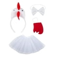 thumbnail image 3 of Conjunto de 4 piezas de disfraz de pollo, accesorios de Pascua, falda de tul para las vacaciones de Acción de Gracias Blanco, 3 of 9