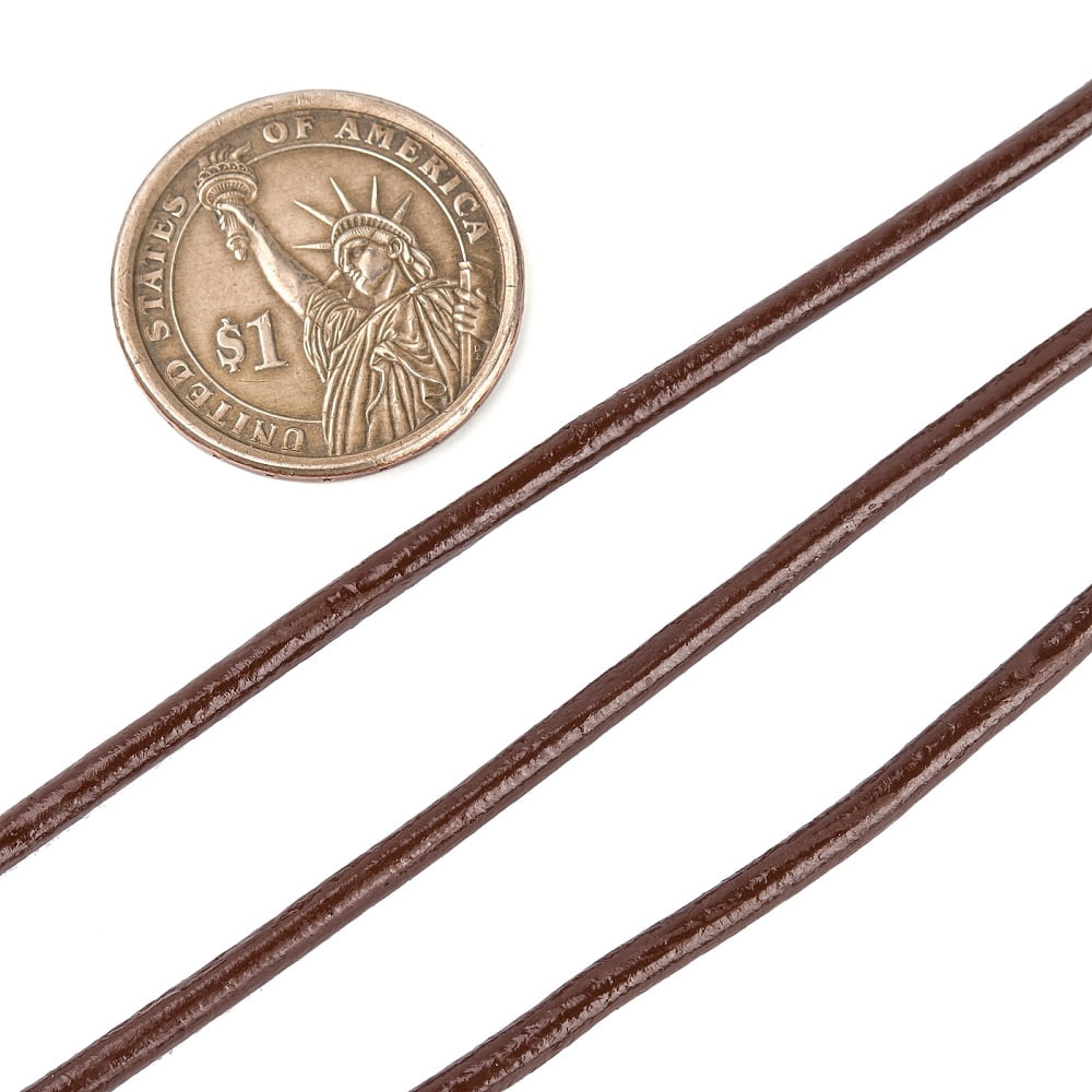1 Bundle Leather Beading Cord Cowhide Leather DIY Necklace Making Material Saddle Brown 3mm 109.36 yards(100m)/bundle DIY