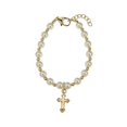 thumbnail image 3 of Christening 14KT Gold-filled Beads with Cream European Simulated Pearls and Cross Charm Luxury Unisex Baby Bracelet (BGC), 3 of 4