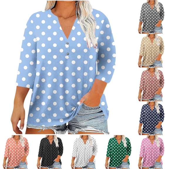Women's Casual Plus Size Printed 3/4 Sleeve V-Neck Blouse Tops Shirts Tunics Loose Fit Floral Pattern Soft Fashionable Comfortable Daily Wear Vacation Outfits Gift for Women
