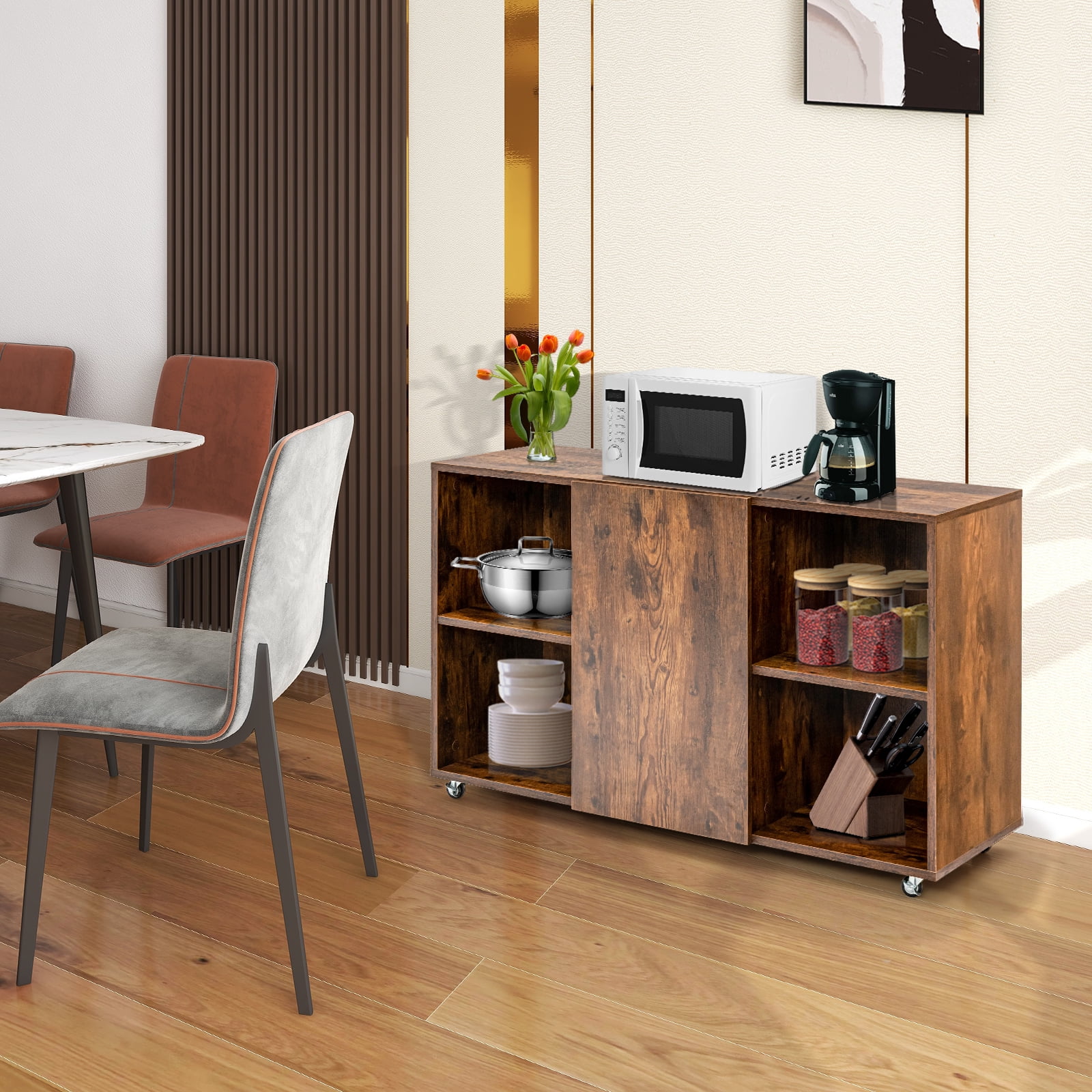 Giantex Office File Cabinet Organizer, Lateral Filing Cabinets, Rolling Storage Cabinet, Brown