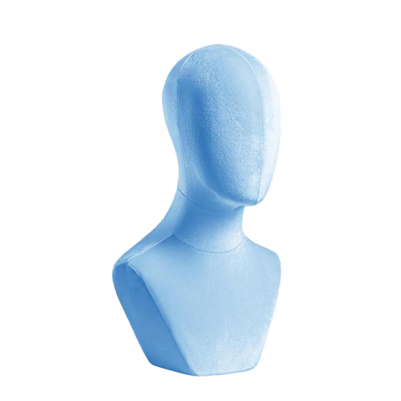 Serenable Mannequin Head Manikin Head Model Stable Base Professional Elegant Holder Hat Display Stand for Jewelry Hair Accessories Blue