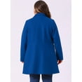thumbnail image 4 of DARING DIVA Women's Plus Size Turn Down Collar Double Breasted A Line Coat 4X Royal Blue, 4 of 6