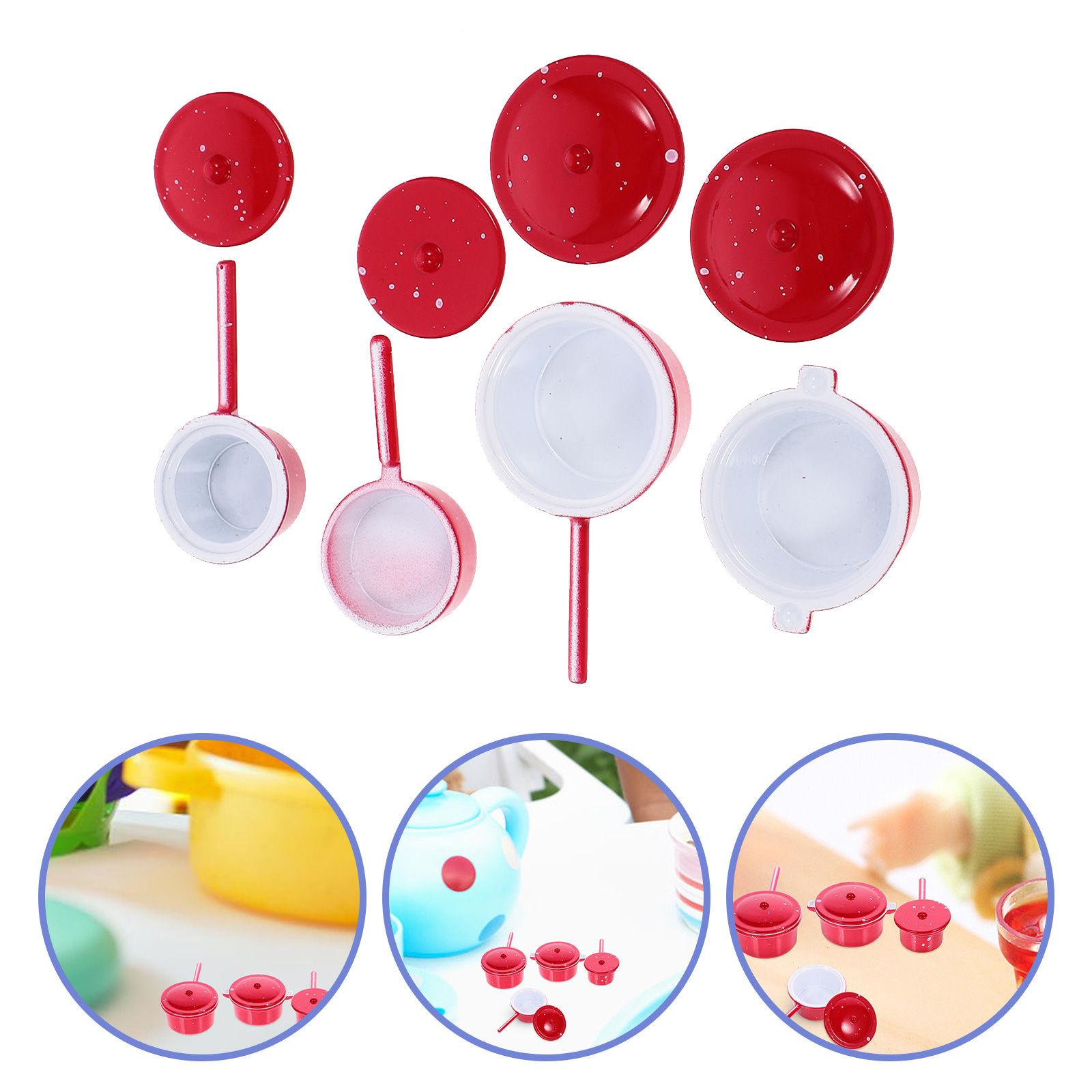 OGITUDE 4pcs Miniature Cooking Pots Stew Pot Soup Pot Milk Pot Doll House Accessories