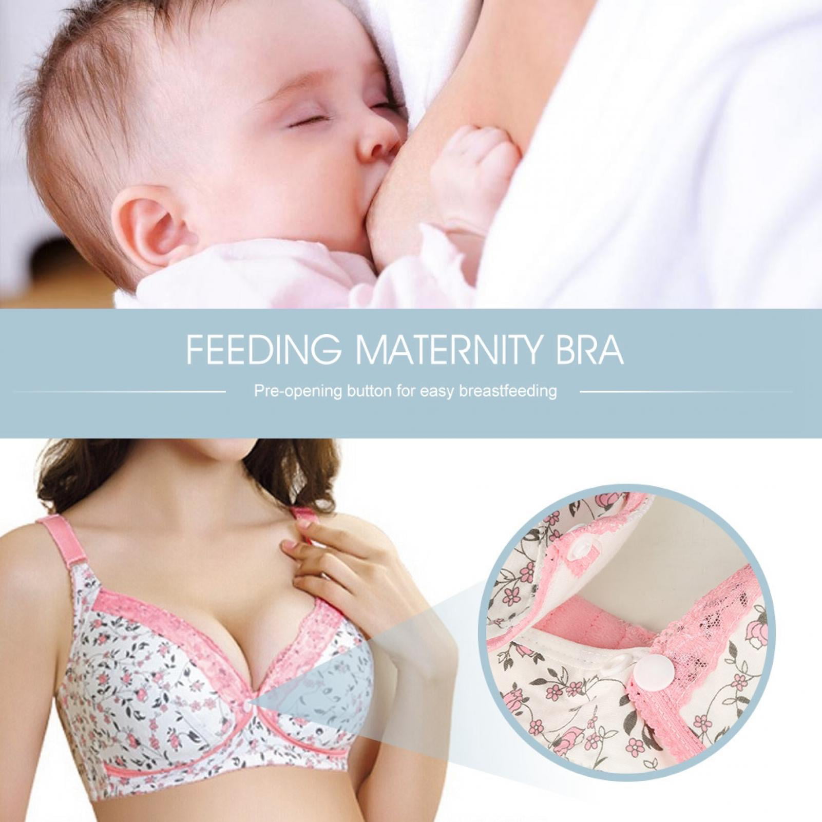 Zerodis Cotton Maternity Nursing Bra Front Open Breastfeeding Bra With Bra Extender For Pregnant Women Clothing 36/80-Beige 