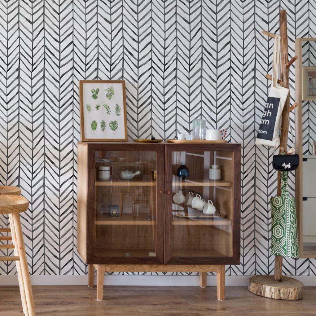 Arthome Black & White, Stripe Peel and Stick Self-Adhesive Wallpaper 17"x120"