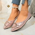 thumbnail image 3 of Rokment Women's Metallic Ballet Flat Dressy Shoes Elegant Fashion Casual Leather Buckles Pointed Toe Slip on Walking Loafers Bridal Glitter Dress Shoe Spring Fall Pink Size 9, 3 of 7