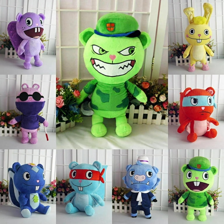 DJKDJL 40Cm Happy Tree Friends Anime Plush Dolls Htf Flippy Plush Stuffed Toys Giggles Cuddles Sniffles Figure Pillow Kid Cosplay Gift Soft Stuffed