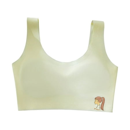 Padded Bras for Girls Comfy Seamless Bra U Back Thin Printed Cute Girls Underwear Bralette  Yellow  10 Years