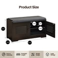 thumbnail image 3 of Hommoo Modern Shoe Storage Bench with Cushion, Entryway Shoe Rack Bench with Shutter Doors, Shoe Cabinet with Adjustable Shelves, Black, 3 of 6