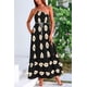 thumbnail image 5 of Vestido PRETTYGARDEN Maxi de un Hombro Negro con Estampado Floral Albaricoque Talle M, 5 of 8