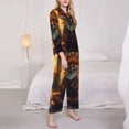 thumbnail image 3 of Honeii Sunset Maple Tree Fox print Women's Pajama Sets Long Sleeve Button Down Sleepwear Nightwear Soft Pjs Lounge Sets-XX-Large, 3 of 7