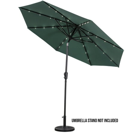 Sun Ray - 9' Round 8Rib Solar Lighted Umbrella - Taupe