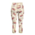 thumbnail image 5 of SCRAWLGOD Union Jack Beige High Waisted Capri Leggings with Pockets for Women - Active Yoga Pants for Running Cycling Workout - Athletic Yoga Leggings Tummy Control, XS, 5 of 7
