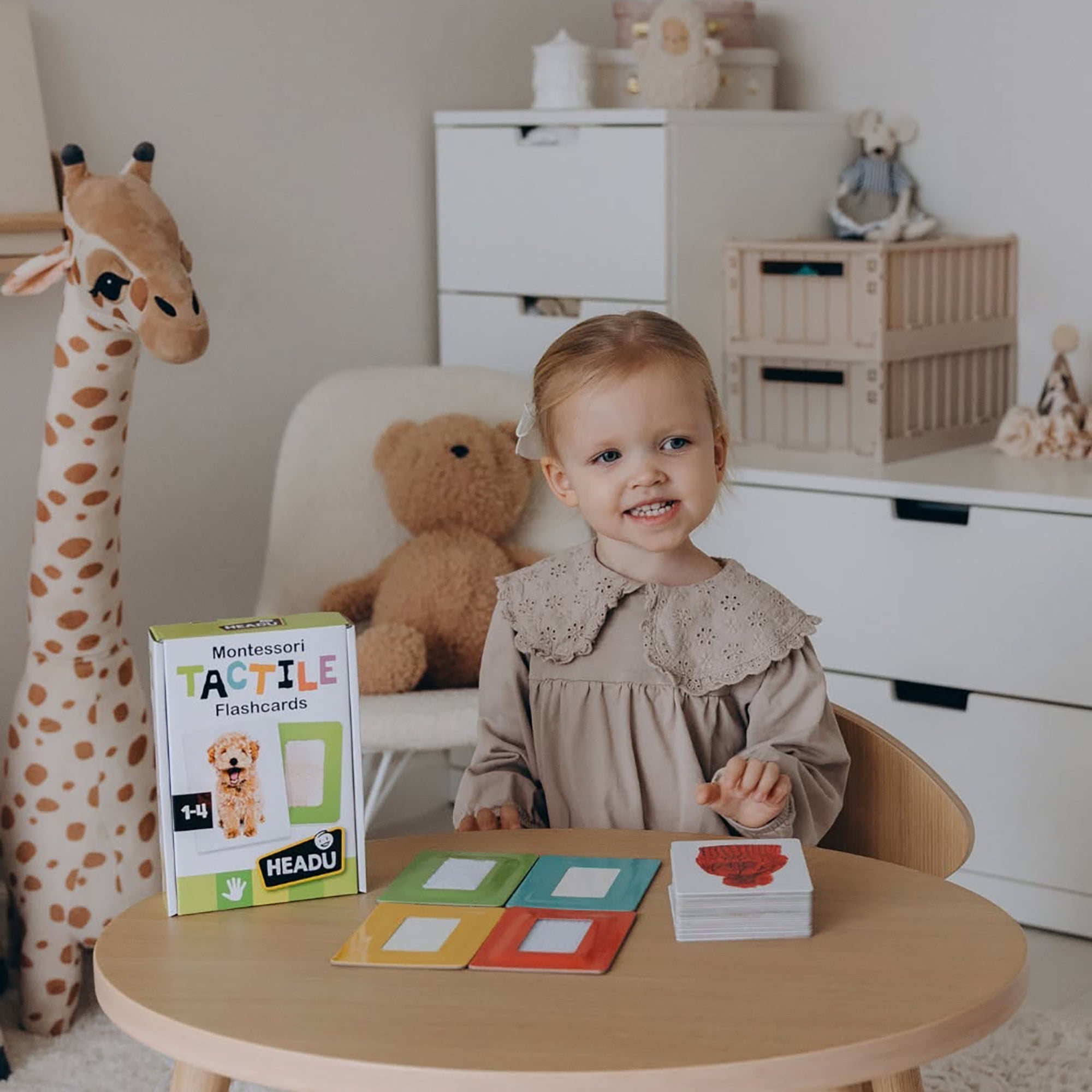 Headu: Montessori Flashcards - Tactile - Texture & Image Matching Game, Touch & Sight Development Activity, Educational Sensory Play Toy, Toddlers 1-4