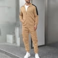 thumbnail image 2 of Stamozd Mens Sweatsuits 2 Piece Set Long Sleeve Zip Up Jacket and Cargo Pants Casual Gym Workout Track Suit Plus Size Mens Clothes Khaki S, 2 of 8