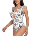 thumbnail image 5 of Daiia Starfish Shell Women's One Piece Swimsuits Personalized One Shoulder Swimwear Asymmetric Ruffle Bathing Suits-Medium, 5 of 8