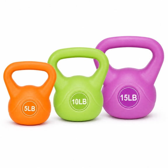 BalanceFrom Sand-Filled Kettlebell Exercise Weights, Set of 5, 10, and 15 lb, Multicolor