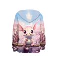 thumbnail image 2 of Xoenoiee Axolotl Cherry Blossom Pattern Girls Hoodies Pullover Hoodies Long Sleeve Sweatshirt Hooded Sweater for Kids Cosy Playwear with Kangaroo Pocket Activewear, S, 2 of 7