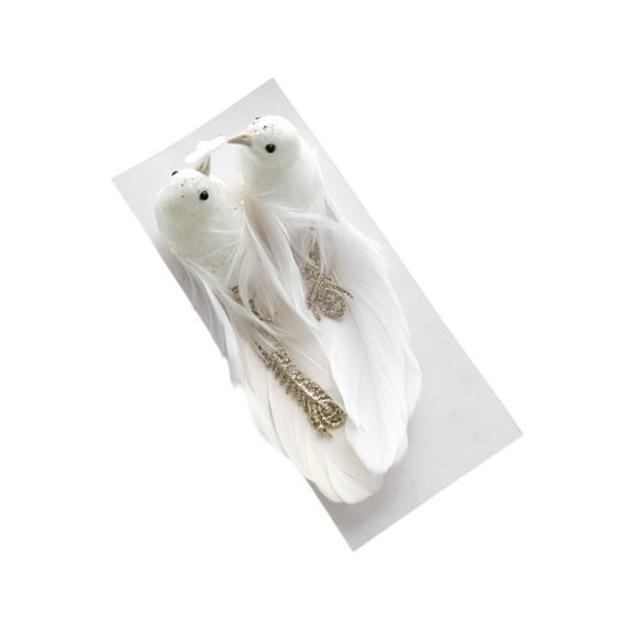 PuSpu 2-Pack Christmas Flying Birds Decor - White Foam Ornaments with Clip, Realistic Details for Tree/Branch Decoration