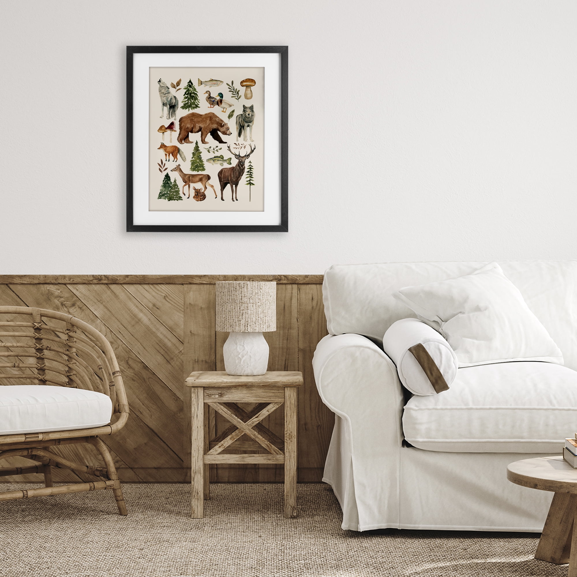 Stupell Industries The Wild Wood Animals Black Framed Print Under Glass, design by Bethany Sandoval