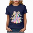 thumbnail image 6 of TOWED22 Halloween Shirts for Women Bow Ghost Shirt Cute Spooky Tshirt Fall Flower Graphic Tees Short Sleeve Casual Tops(Navy,S), 6 of 8