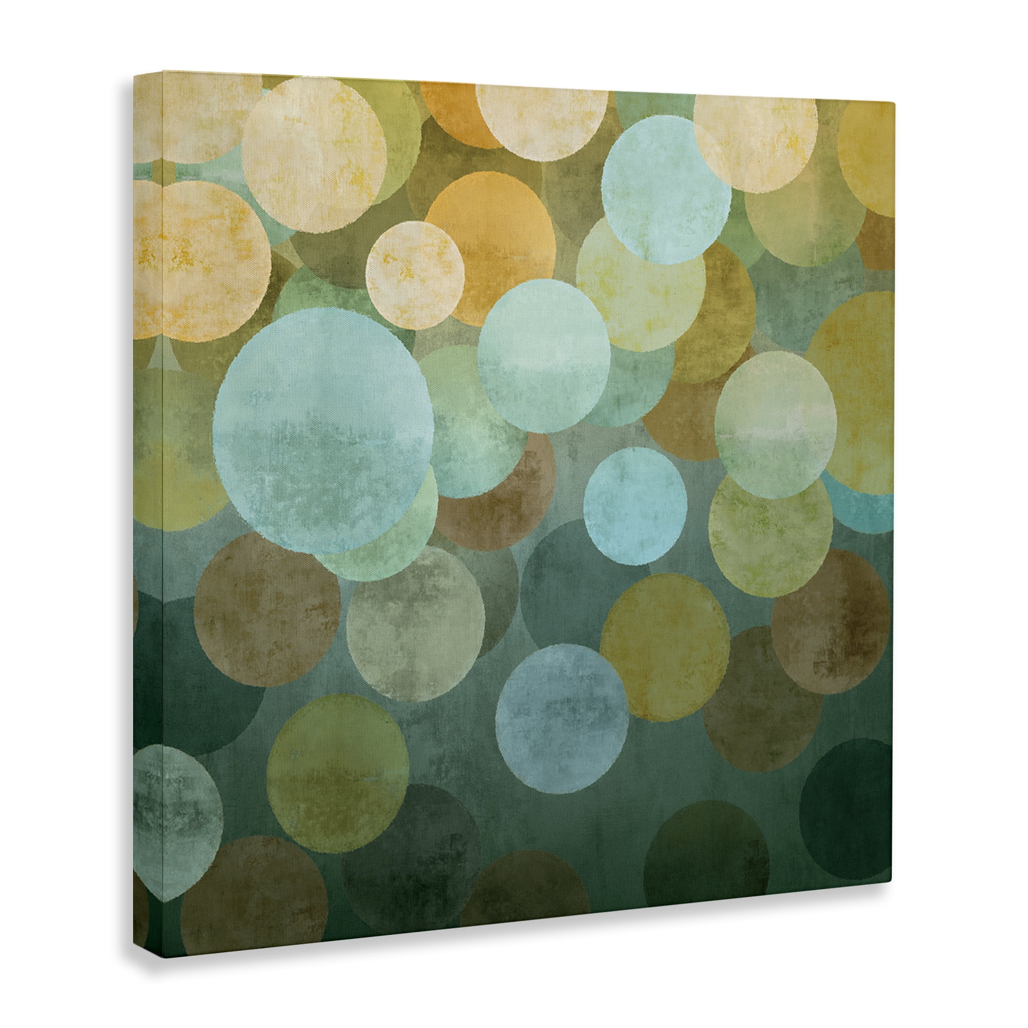 Stupell Industries Layered Green Circles Abstract Painting Gallery Wrapped Canvas Art Print Wall Art, 17 x 17