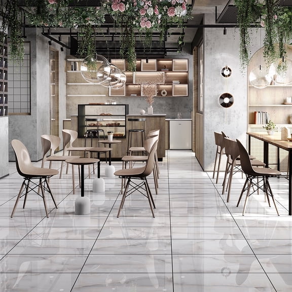 The Tile Life Monarch Bianco Polished Porcelain Floor & Wall Tile, 4 x 4 in, 1-Piece Sample