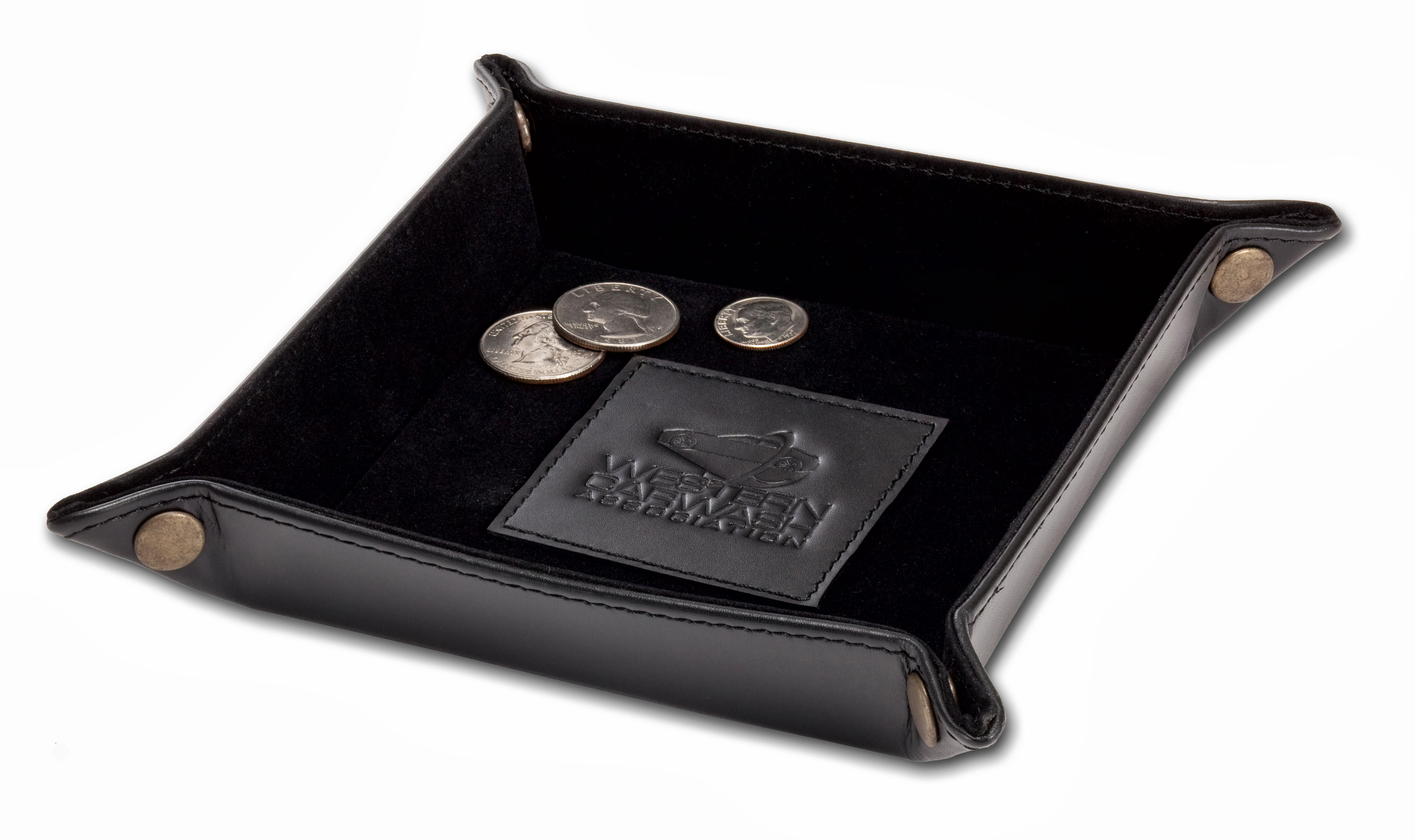 Classic Black Leather Travel Change Tray