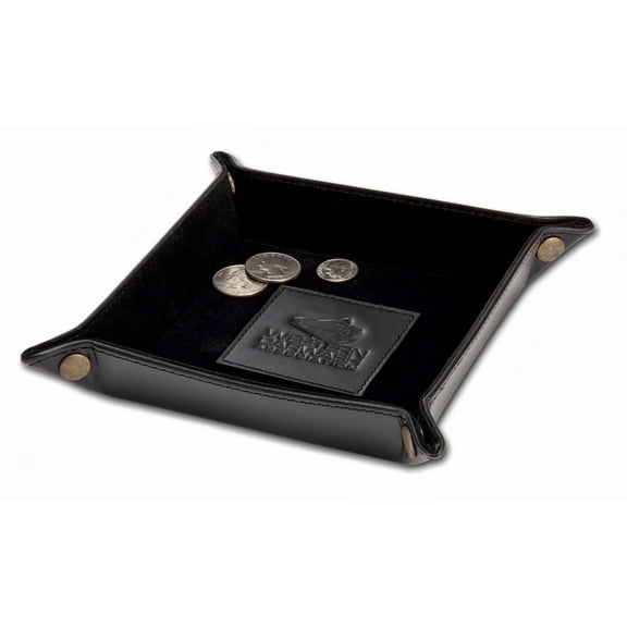 Classic Black Leather Travel Change Tray