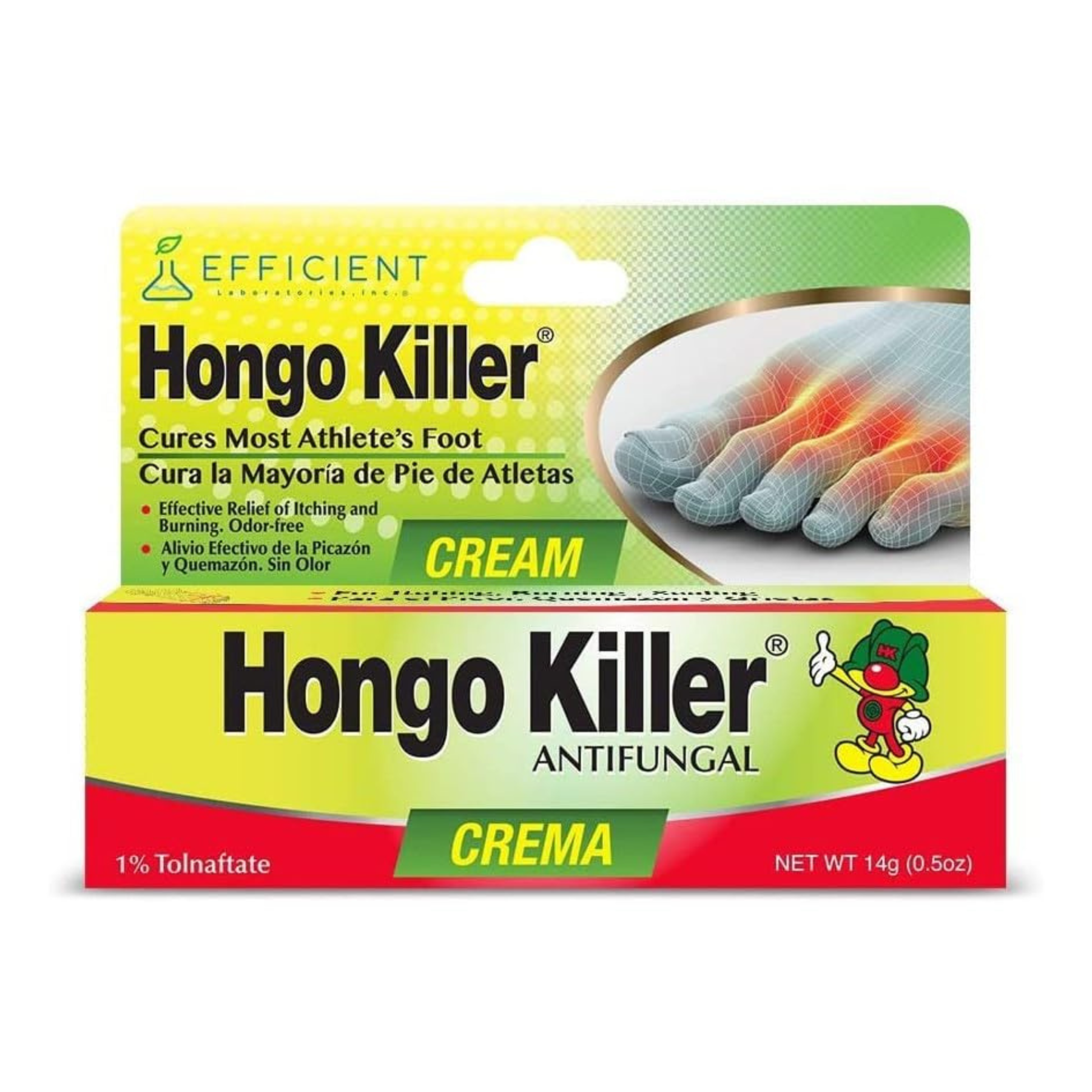 Hongo Killer Antifungal Cream, Tolnaftate 1%, Athlete’s Foot Treatment, 14 g (0.5 oz)