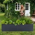 thumbnail image 3 of Edtara Large Raised Garden Bed Includes Durable Galvanized Steel Planter Box, Convenient Greenhouse With Zippered Screen Doors, and Open Base for Supporting Healthy Flower and Vegetable Growth, 3 of 8