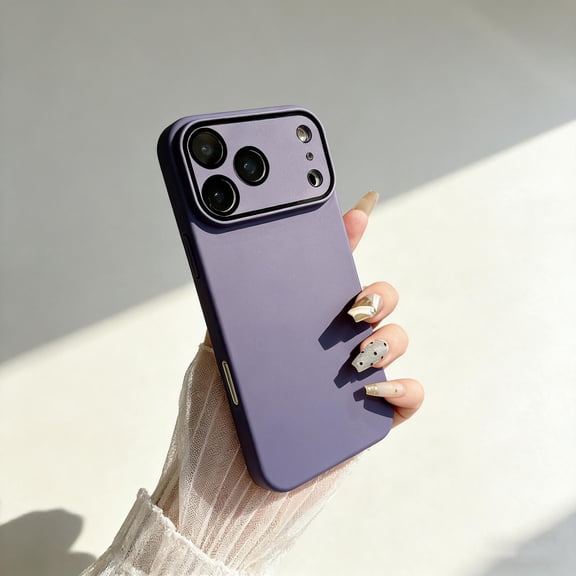 for iPhone 15 Case with Camera Lens Protector, Skin-Feel Matte Frosted Anti-Scratch Rugged Protective Phone Cover for iPhone 15 with Hard PC Back Silicone Bumper Case, Darkpurple