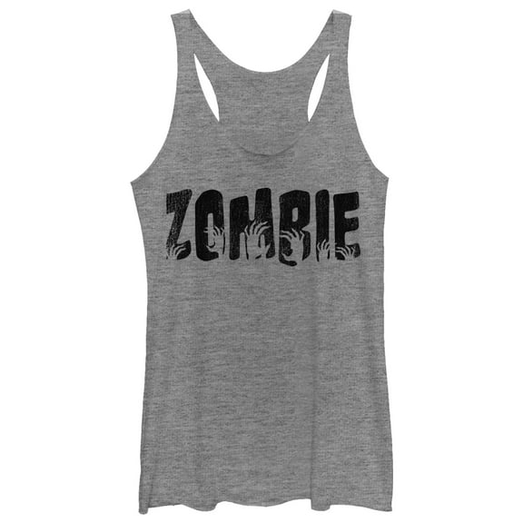 Women's CHIN UP Halloween Zombie Hands  Racerback Tank Top Gray Heather Medium