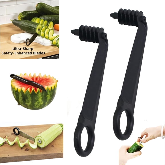 2026 New Piranha Spiral Cutter & V-Knife Duo, Fruit & Vegetable Carving Tool, Potato & Cucumber Spiral Cutter, for Potatoes Carrots Cucumbers Fruits