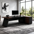 thumbnail image 5 of KIOOTTO 79" Midnight Obsidian Executive L-Command Suite – 200cm Grand-Scale Master Station with Integrated Royal Ebony Storage Pavilion and Reinforced High-Impact Surface, 5 of 8