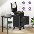 thumbnail image 2 of EasyinBeauty Rolling Portable Manicure Table with 3 Drawers, Lockable Makeup Train Case with Foldable Nail Desk, 2 of 7