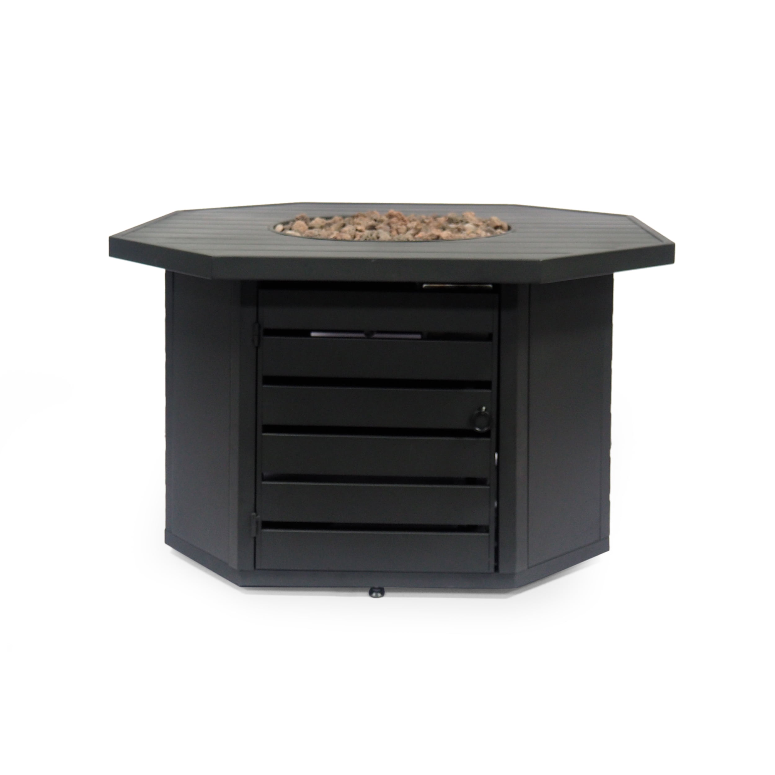 Noble House Rene Outdoor Octagonal Iron Fire Pit in Matte Black