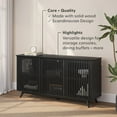 thumbnail image 3 of Plank+Beam Mid Century Modern Solid Wood Sideboard with 3 Doors Covering 6 Shelves, 59" TV Stand for Living Room, Black, 3 of 12
