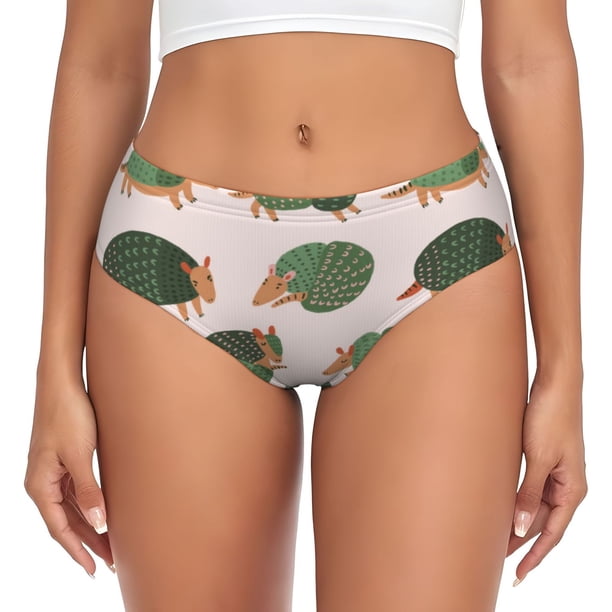 Fotbe Cute Armadillo Calzones Estampados para Mujer – Ropa Interior de Algodón, Cómoda, Suave y Elástica-Large