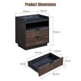 thumbnail image 2 of Night Stand, Fluted Bedroom Nightstand with Charging Port, Modern Bedside Table End Table with LED Light, Open Storage Shelf, 2 Drawer Dresser with Type-C, USB Port, Black&Brown, 2 of 8