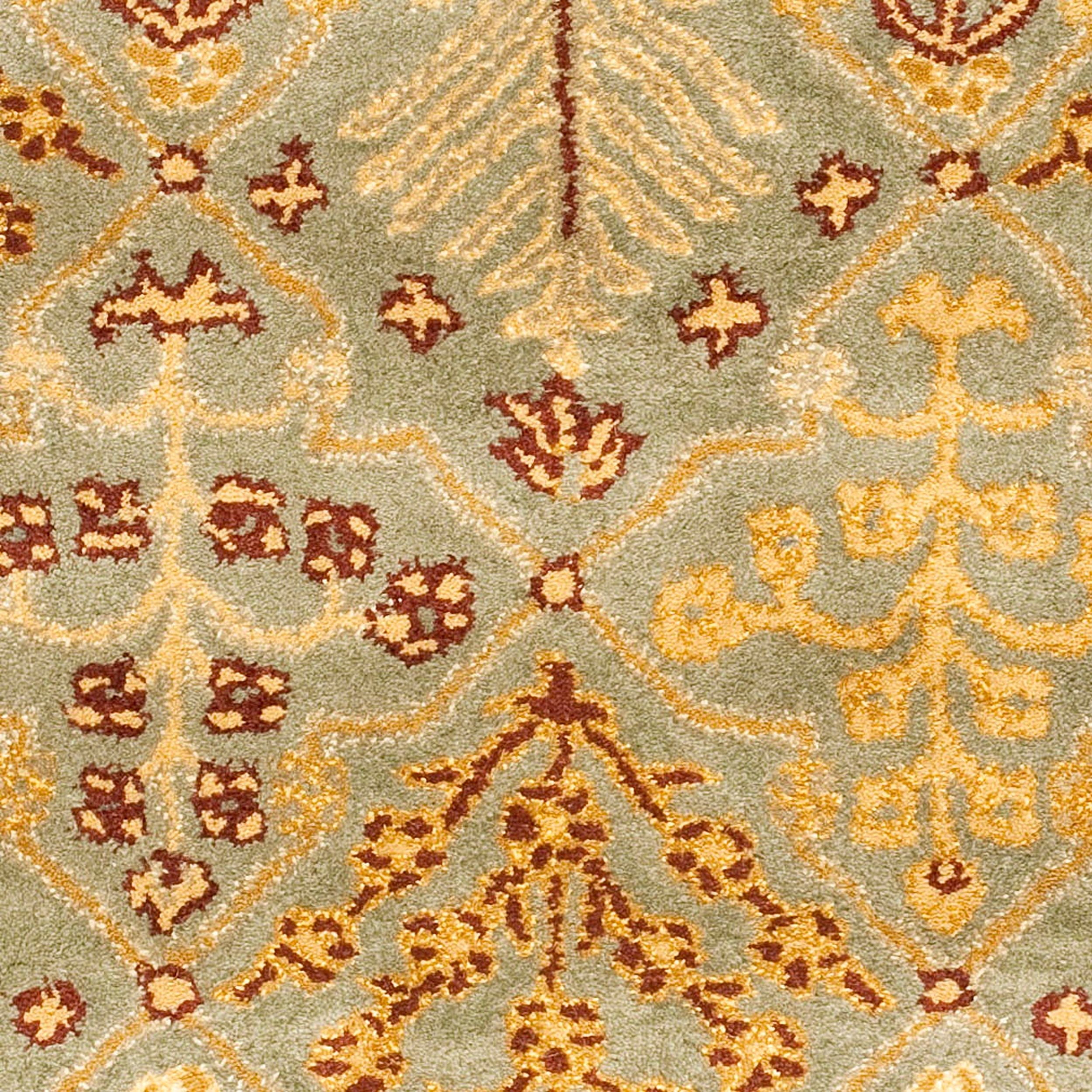 SAFAVIEH Antiquity Trafford Floral Geometric Wool Runner Rug, Light Blue/Gold, 2'3" x 14'