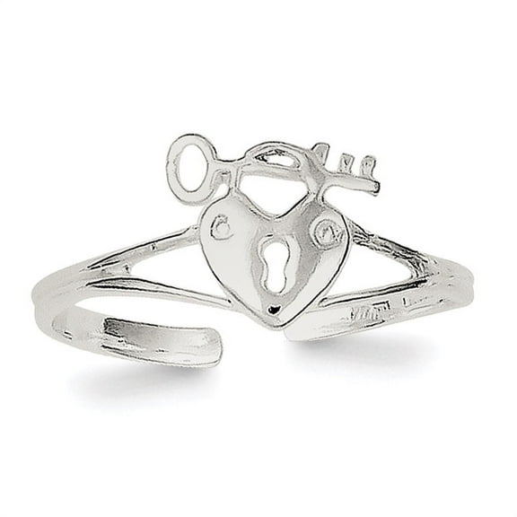 Primal Silver Sterling Silver Heart Lock and Key Toe Ring