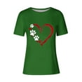 thumbnail image 4 of Lilgiuy National Pet Day Dog Paw Love Heart Print T-Shirt for Women 2024 New Solid Color Short Sleeve Dog Mom Graphic Tees Tops Oversized Crewneck Soft Shirts for Camp Travel(Green,XL), 4 of 4